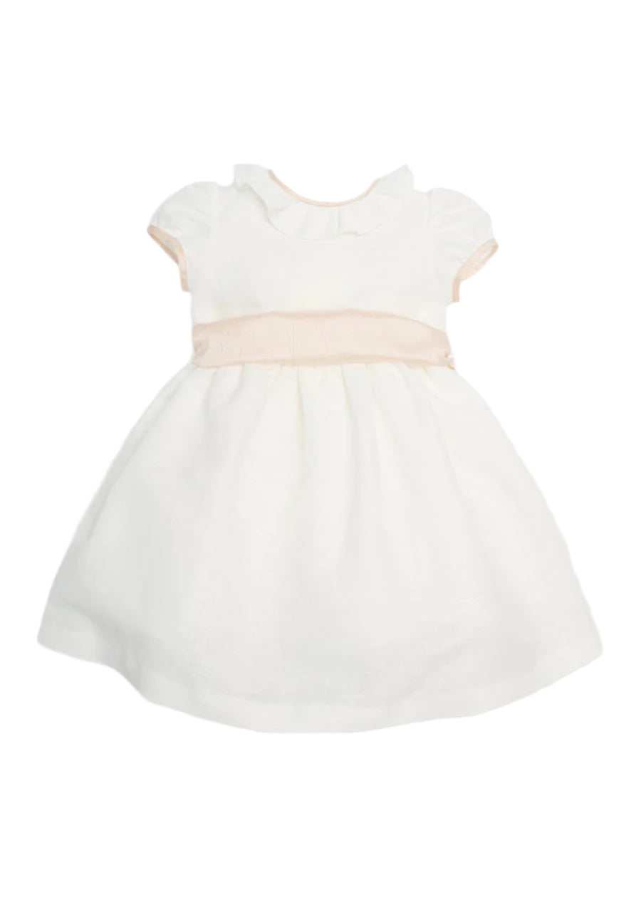 Flower Girl Ivory Dress with Pink Silk Sash (6mths-10yrs) Dresses from Pepa London
