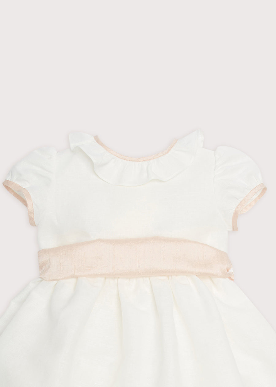 Flower Girl Ivory Dress with Pink Silk Sash (6mths-10yrs) Dresses from Pepa London