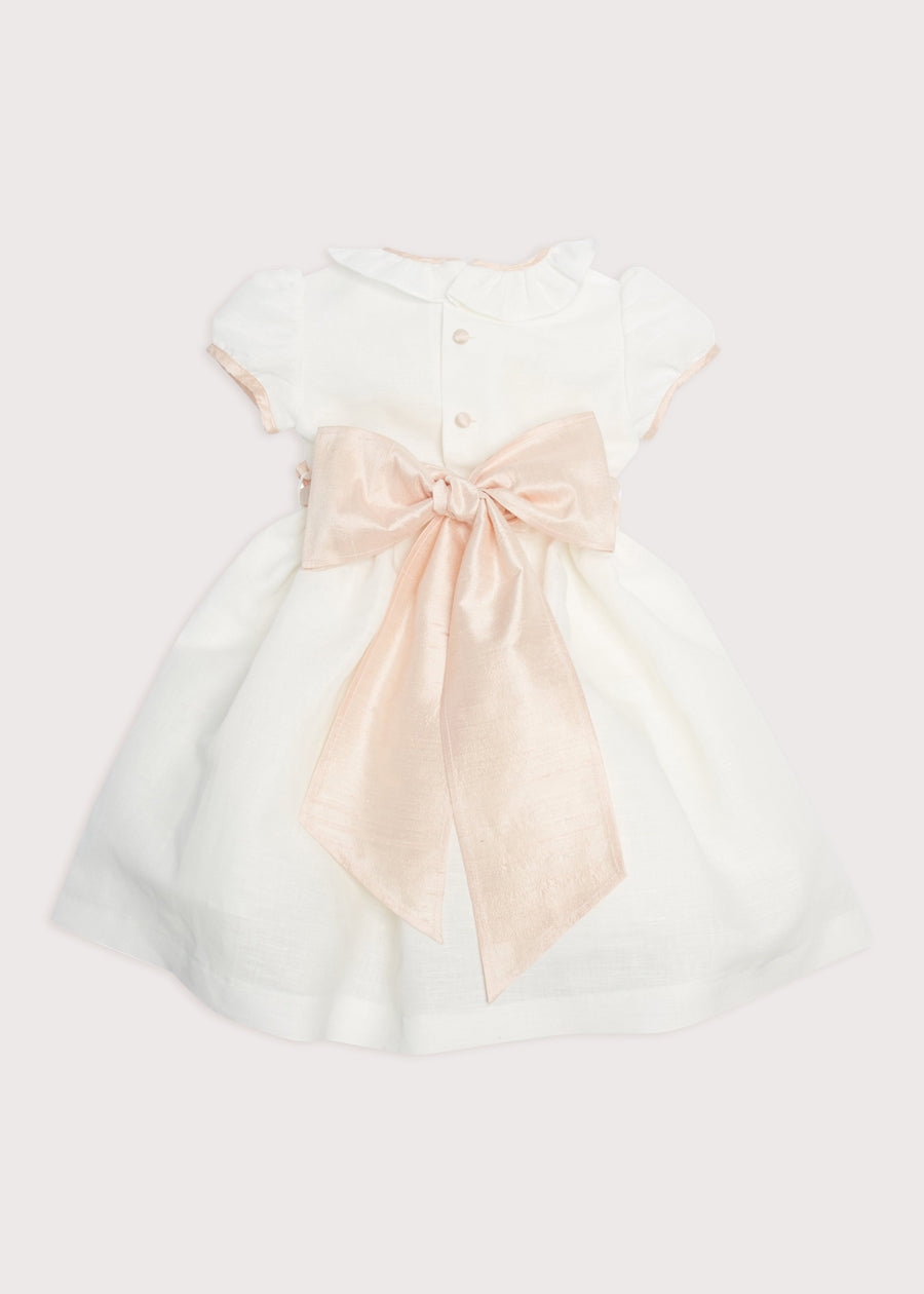 Flower Girl Ivory Dress with Pink Silk Sash (6mths-10yrs) Dresses from Pepa London