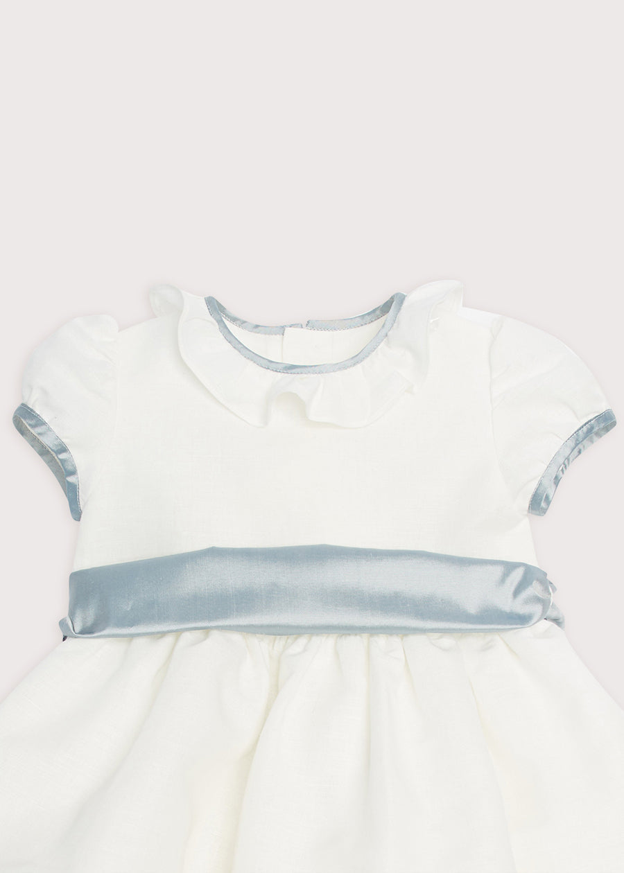 Flower Girl Ivory Dress with Blue Silk Sash (6mths-10yrs) Dresses from Pepa London