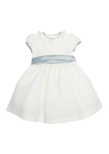 Flower Girl Ivory Dress with Blue Silk Sash (6mths-10yrs) Dresses from Pepa London