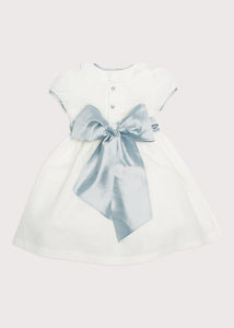 Flower Girl Ivory Dress with Blue Silk Sash (6mths-10yrs) Dresses from Pepa London