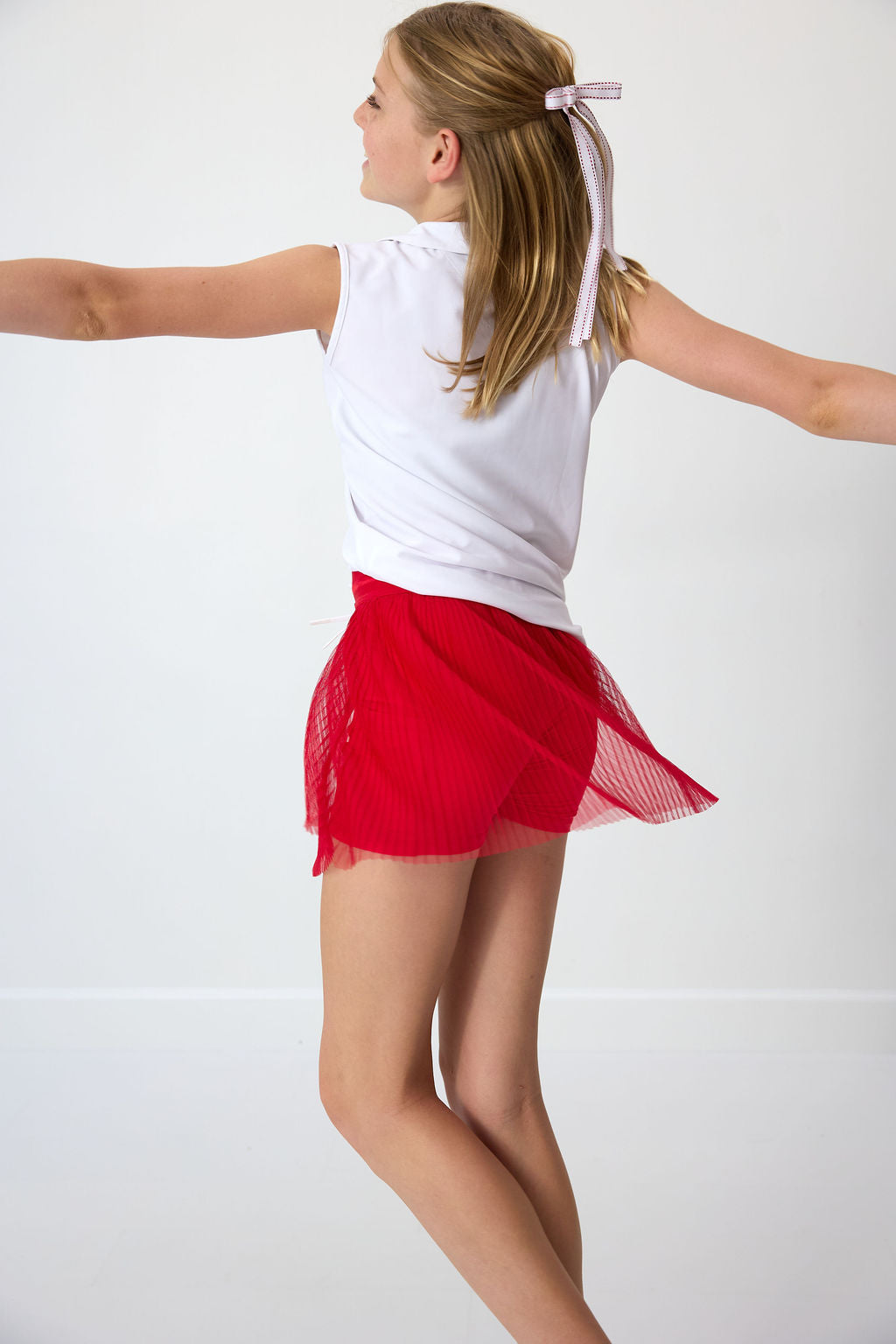 Pleated Skort in Red