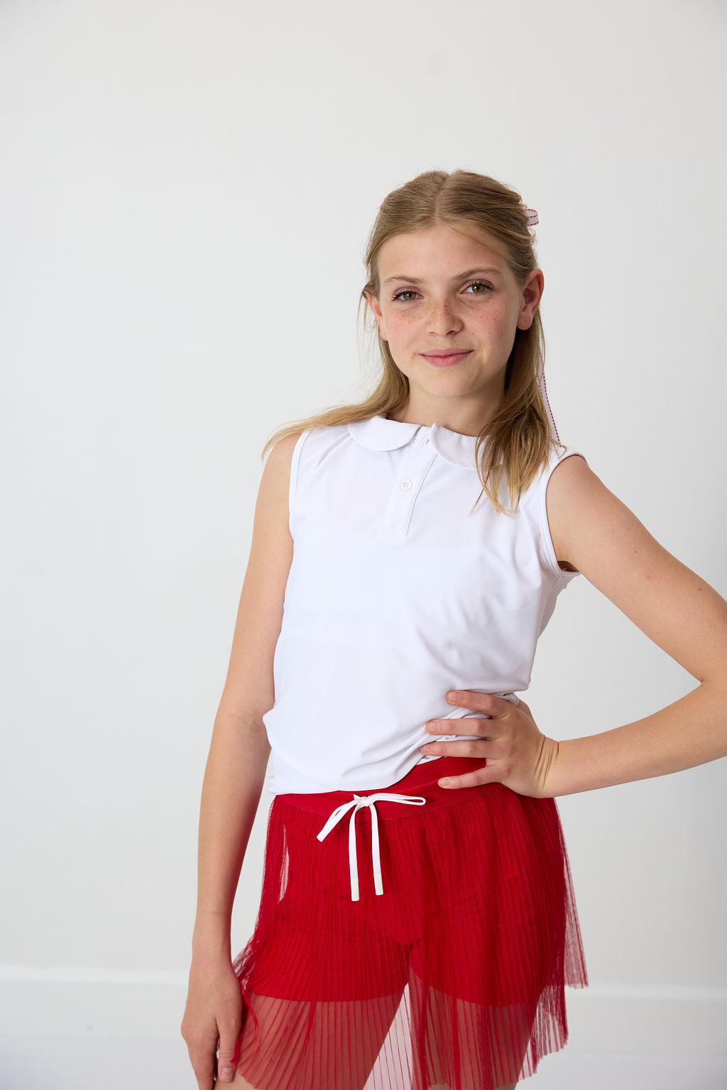 Pleated Skort in Red