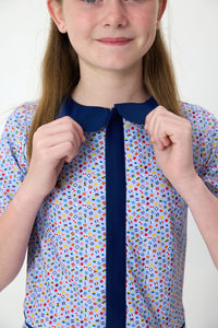 Little Skipper Romper in Floral Seersucker