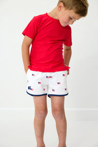 Old Glory Retro Super Shorts with Navy Piping