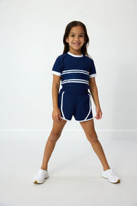 First Mate Tee in Navy & White Stripe