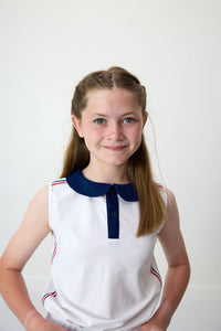 Girly Girl Tank in Liberty White with Ribbon