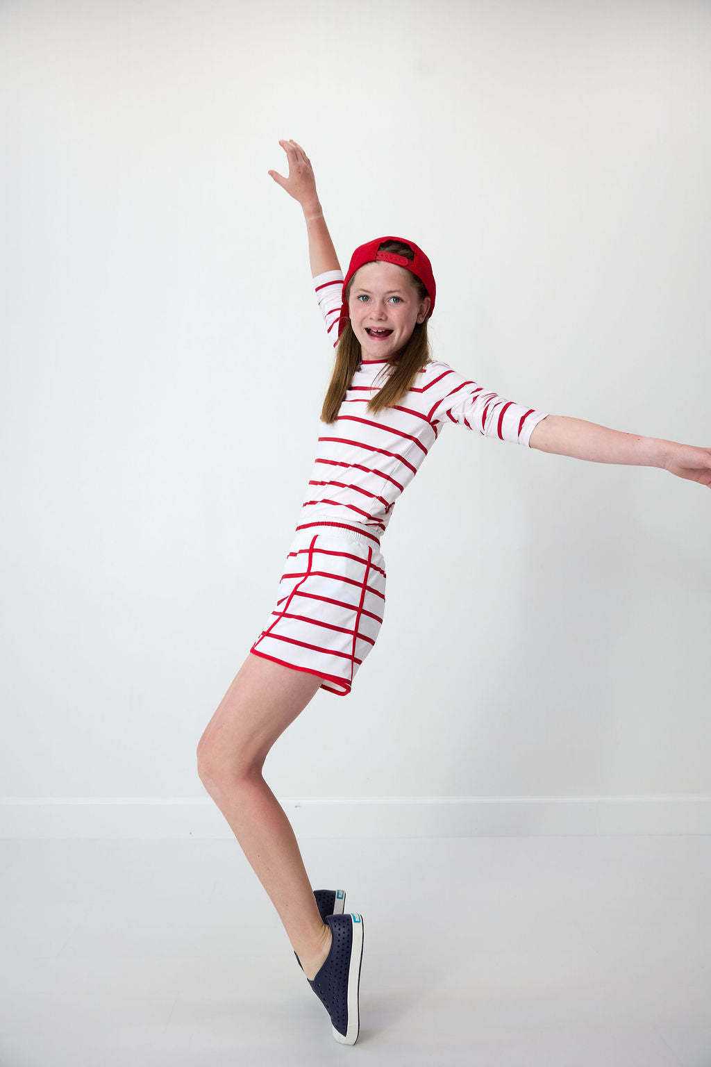 Sail Practice Tee in Red & White Stripe