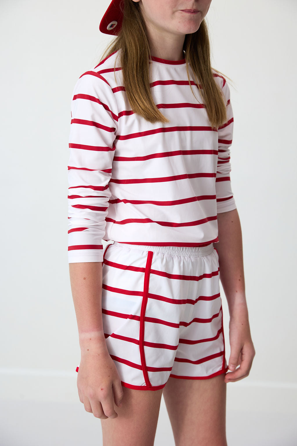 Sail Practice Tee in Red & White Stripe