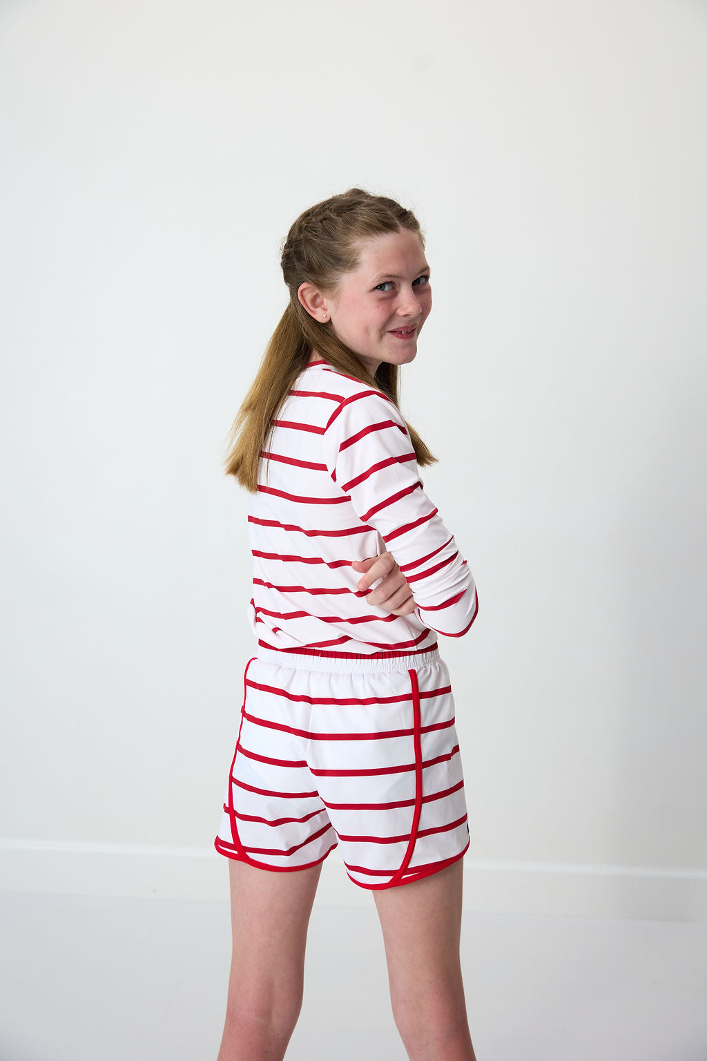 Sail Practice Tee in Red & White Stripe