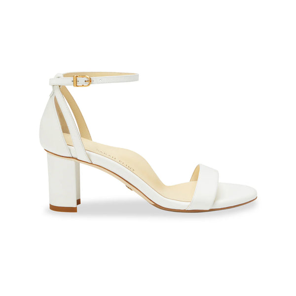 ホワイト クロスストラップ フレアドレス Perfect Block Sandal 60 | Gold Nappa | Sarah Flint | Over The Moon