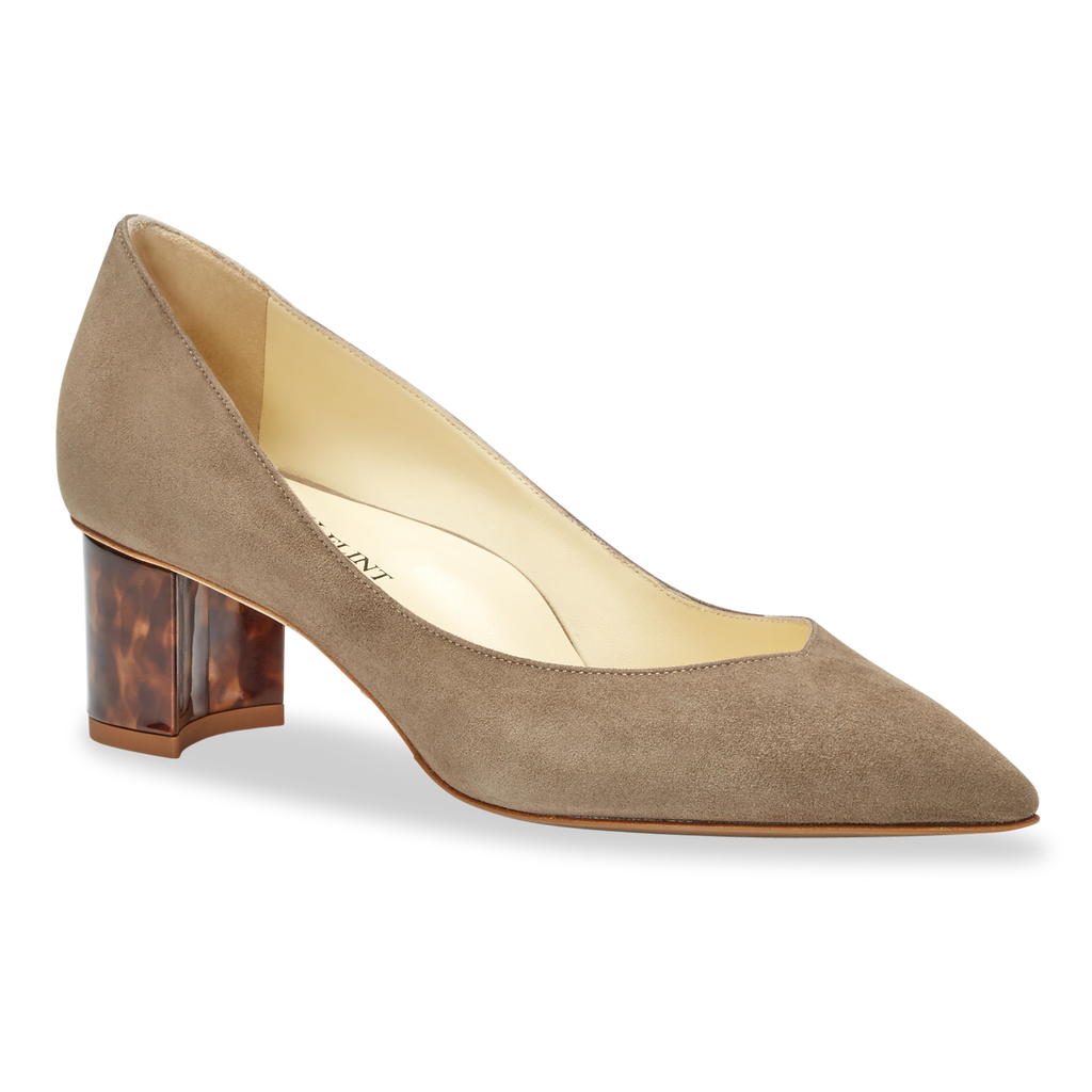 50mm Italian Made Pointed Toe Perfect Emma Pump in Taupe Suede