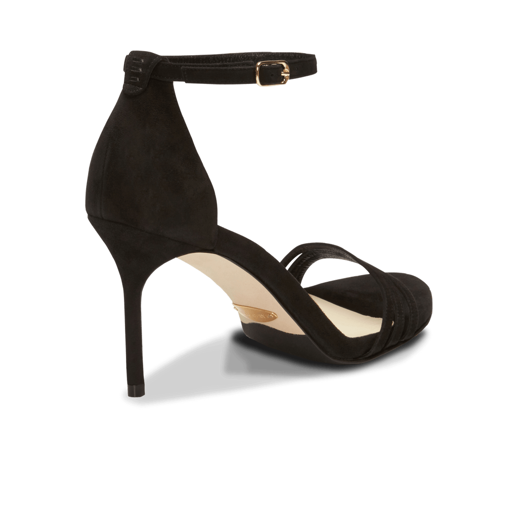 85mm Italian Made Round Toe Perfect Sandal in Black Suede
