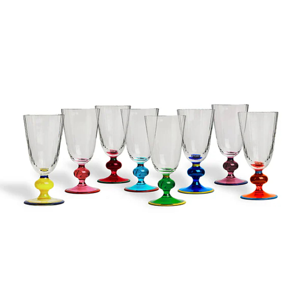 Perfetto Wine Glasses in Mix Multicolor, Set of 8