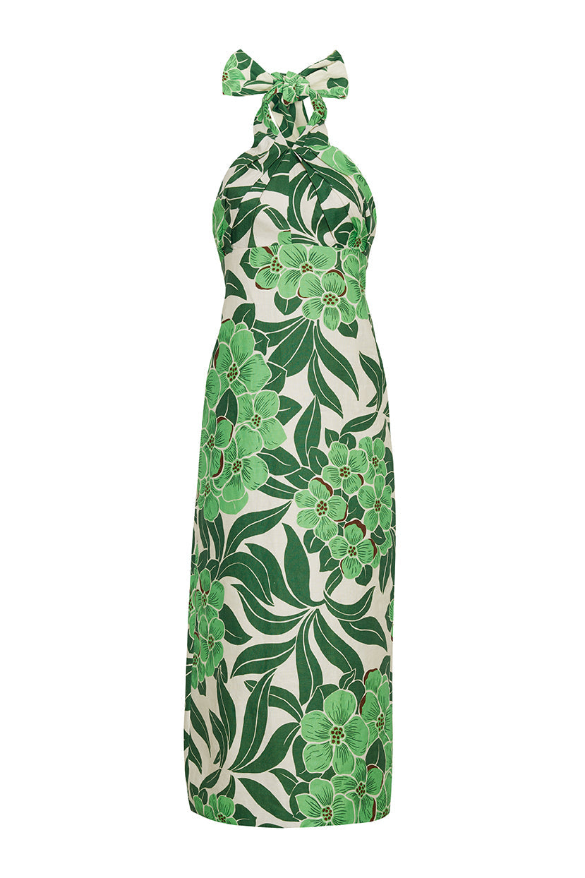 Perla Midi Dress in Palm Beach Green