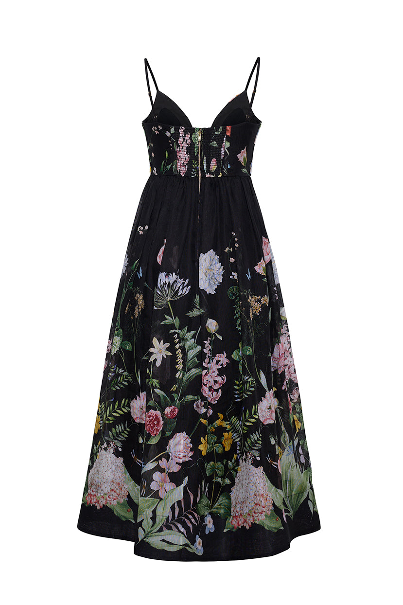 Pero Midi Dress in Bloomsfield Black