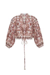 Perrin Top in Palm Paisley Ivory