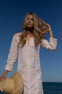 Petal Pink Beaded Clara Caftan