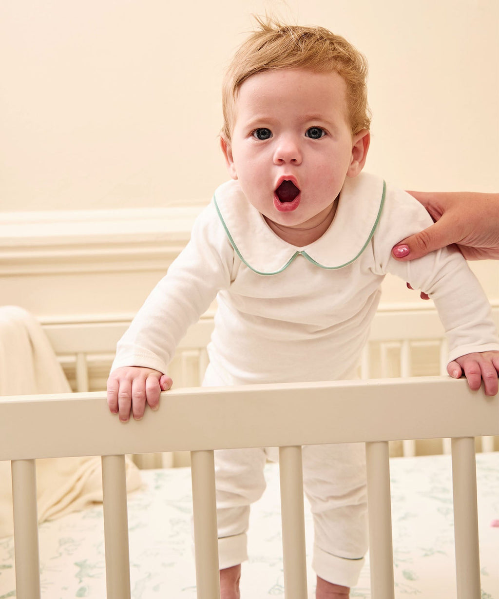Peter Pan One-Piece in Seafoam Piping
