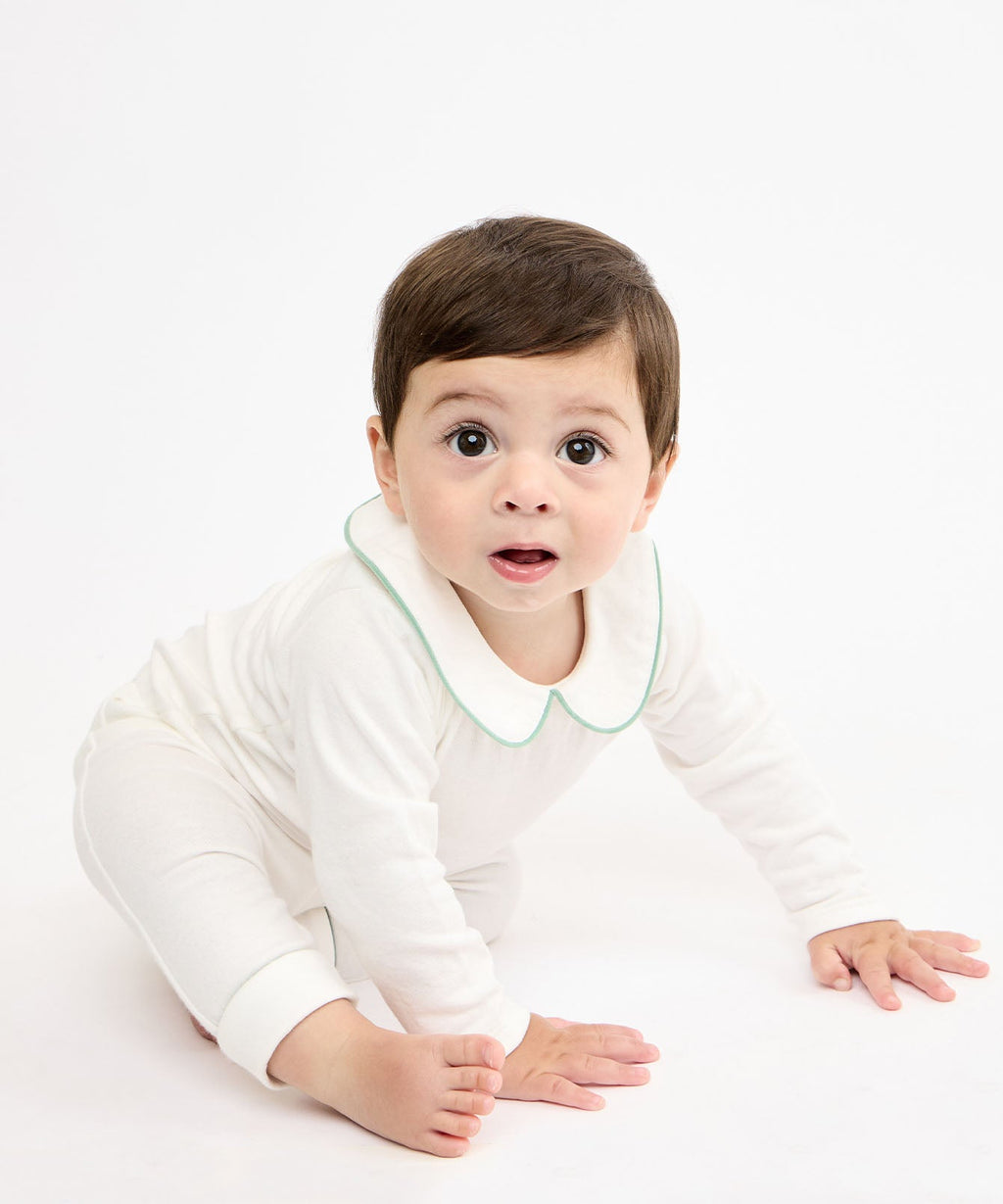 Peter Pan One-Piece in Seafoam Piping