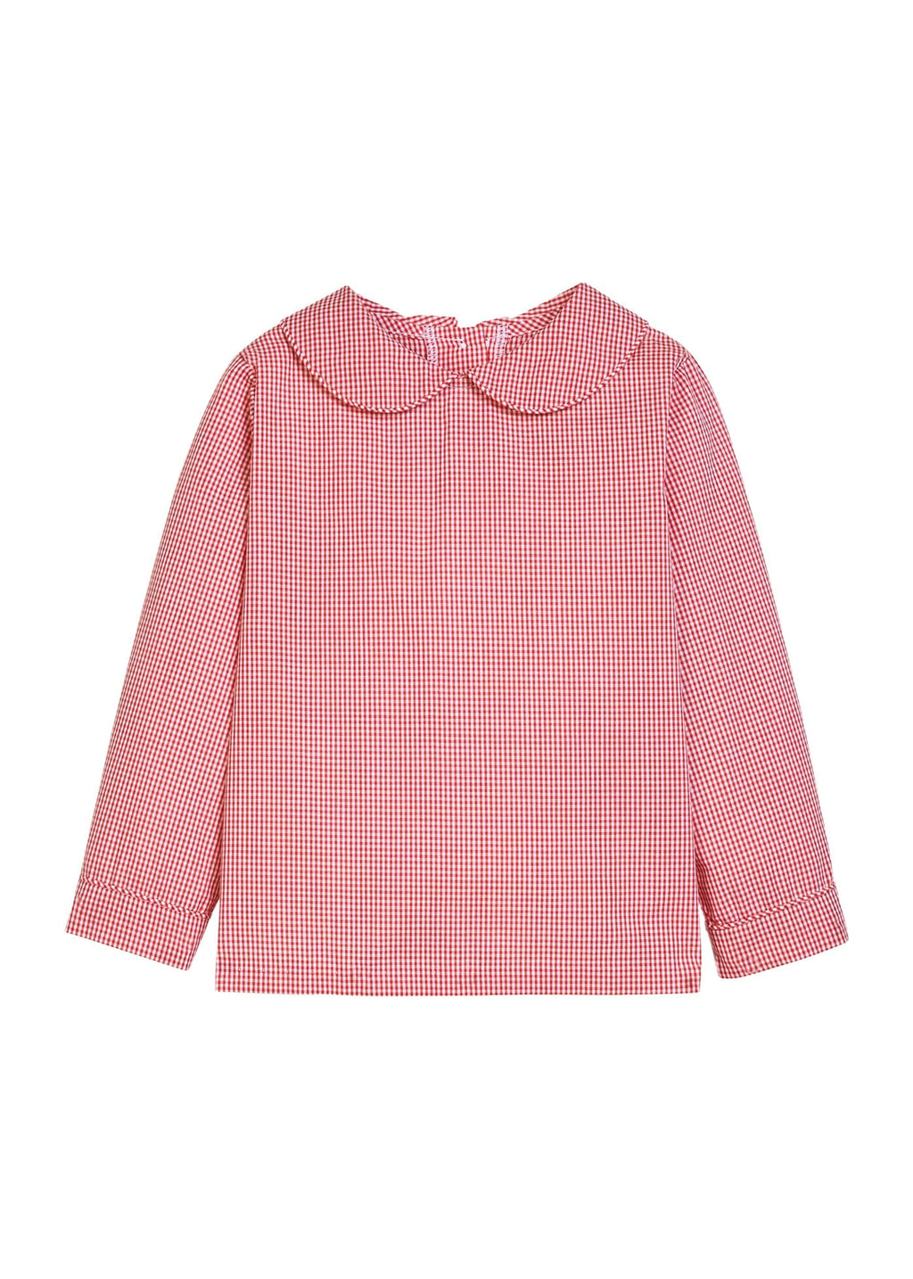 Little English traditional children's clothing.  Red Mini Gingham peter pan shirt for toddler boys 