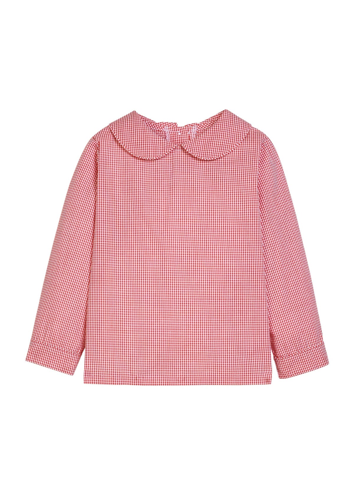 Little English traditional children's clothing.  Red Mini Gingham peter pan shirt for toddler boys 