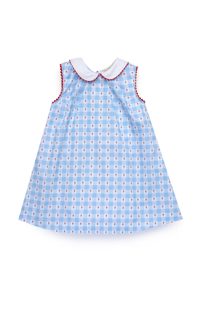 Brigitte Dress in Blue & Flowers