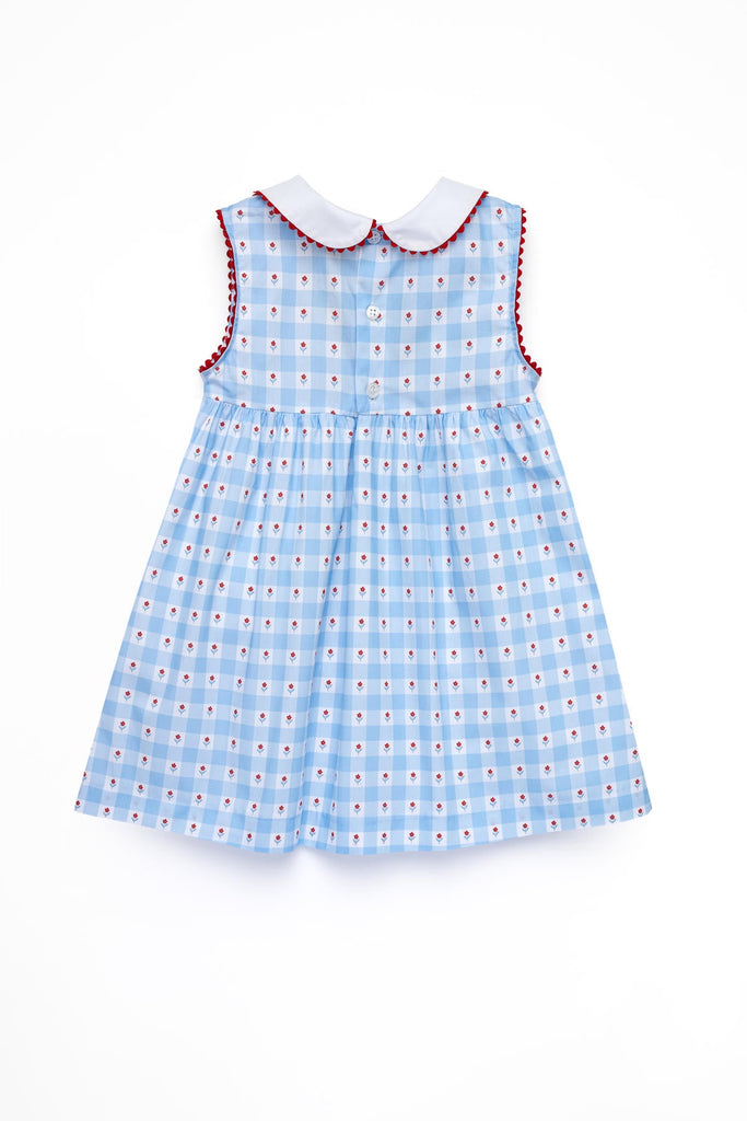 Brigitte Dress in Blue & Flowers