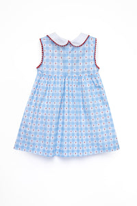 Brigitte Dress in Blue & Flowers