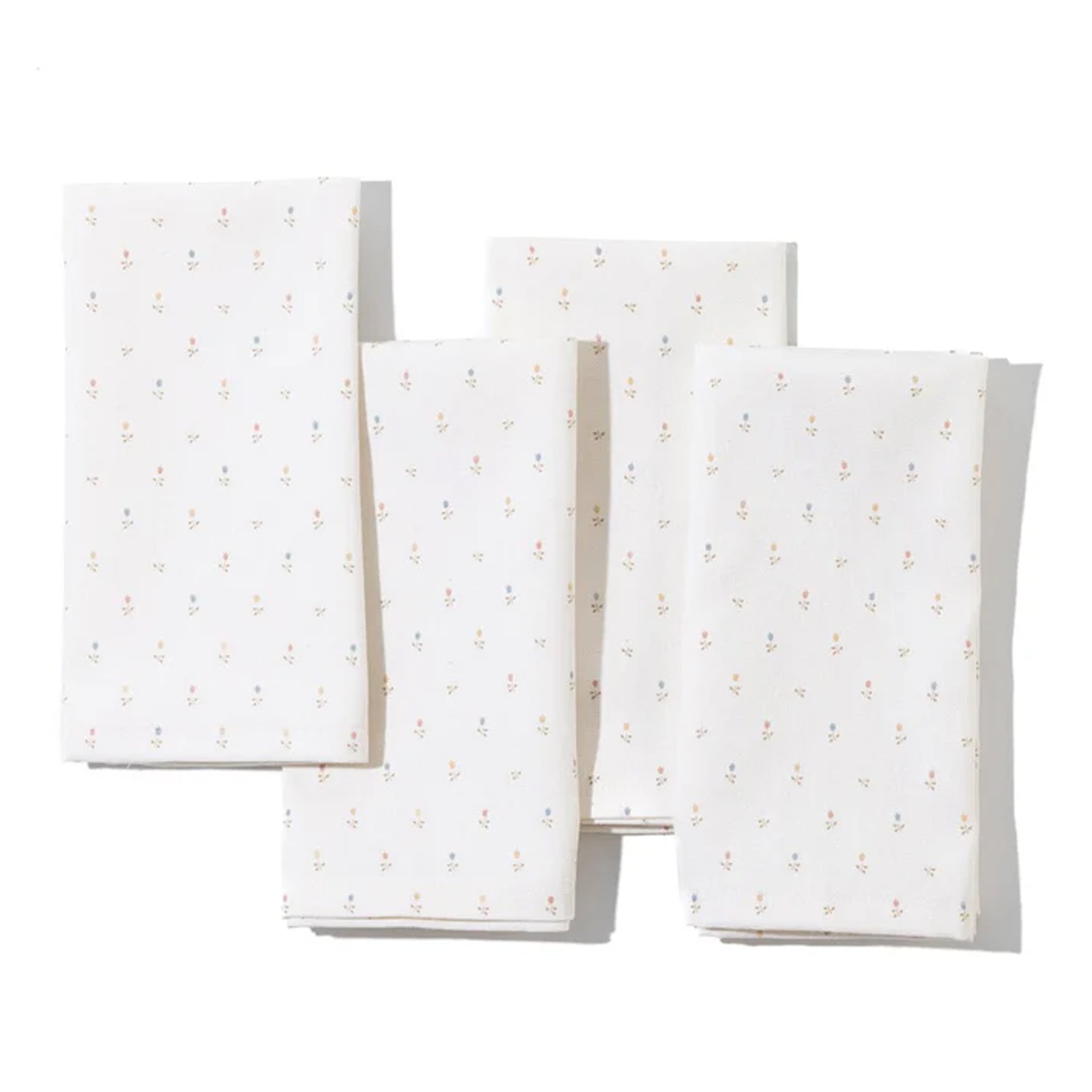 Petite Flower Garden Napkins in White, Set of 4