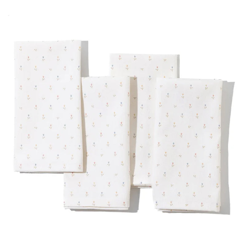 Petite Flower Garden Napkins in White, Set of 4