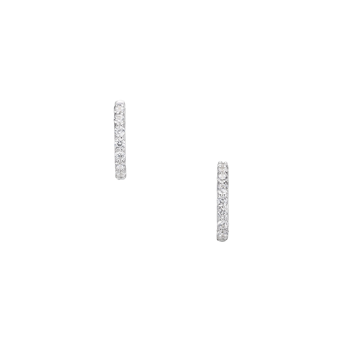 Petite Heart Pendant Hoop Earrings in White Gold