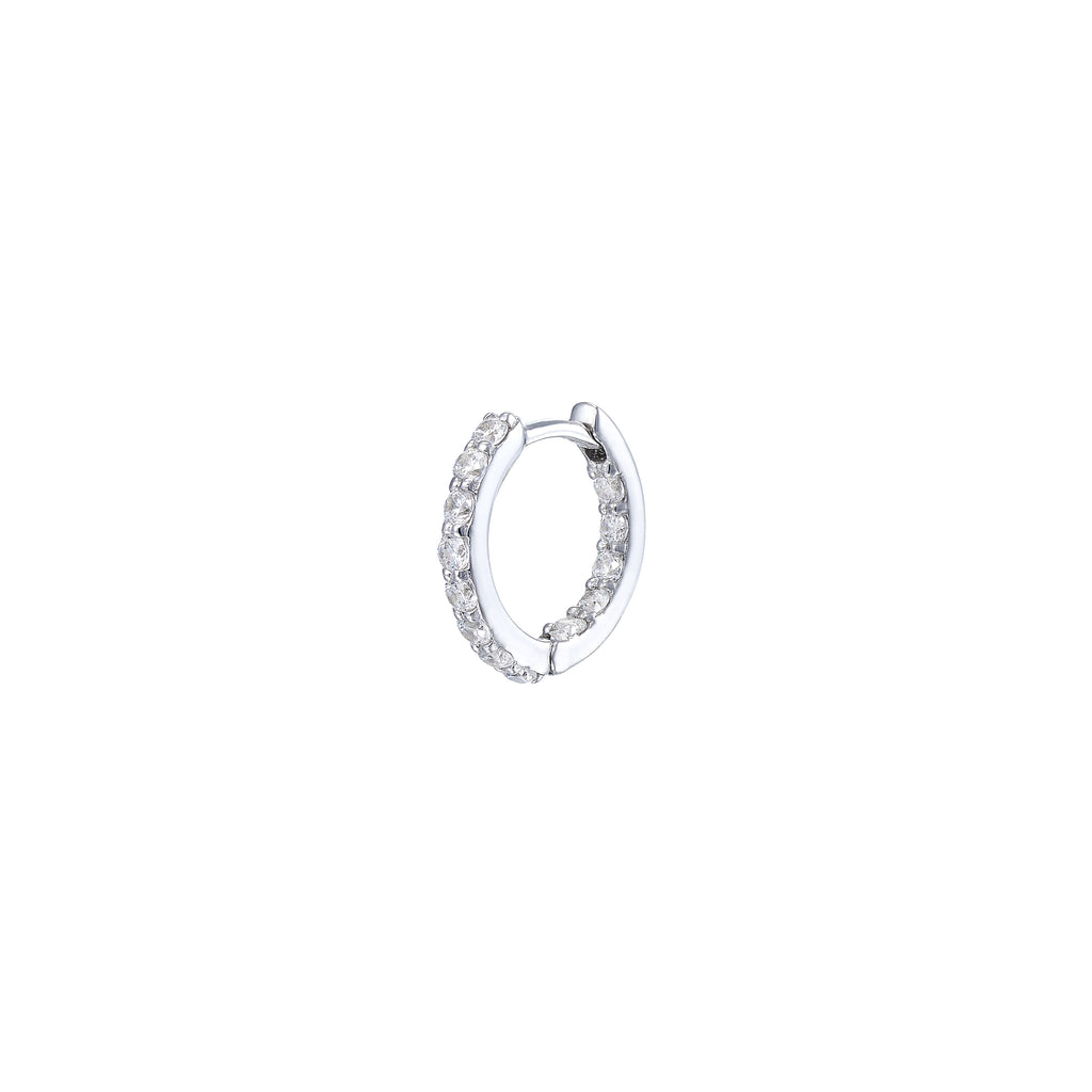 Petite Heart Pendant Hoop Earrings in White Gold