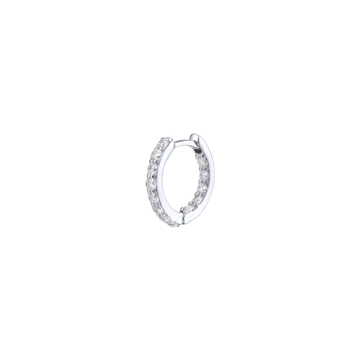 Petite Heart Pendant Hoop Earrings in White Gold