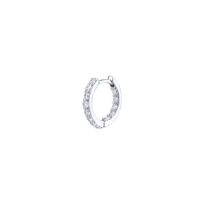 Petite Heart Pendant Hoop Earrings in White Gold