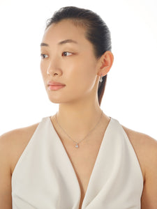 Petite Heart Pendant Hoop Earrings in White Gold