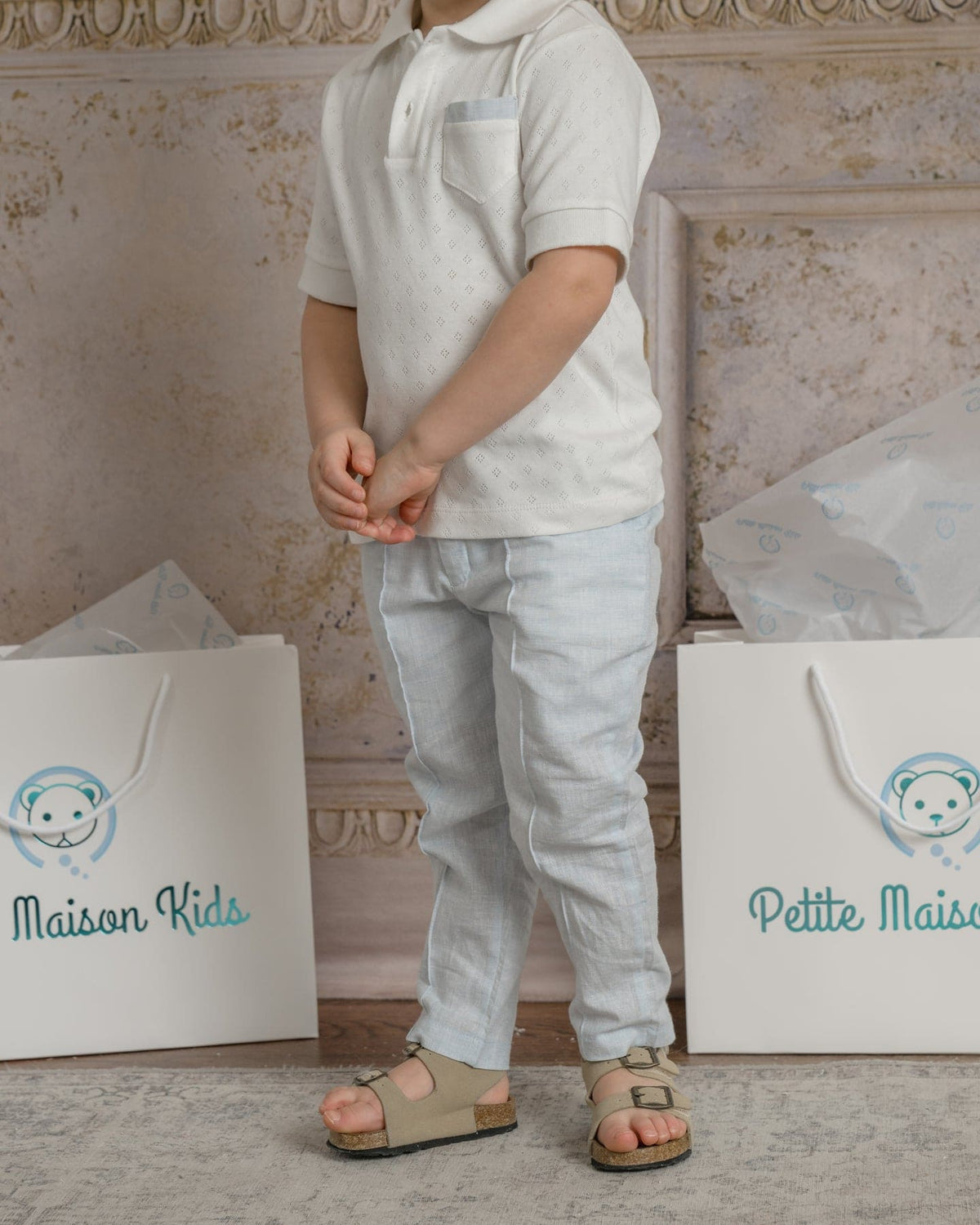 Charlotte Baby Blue Boys' Pants - Petite Maison Kids