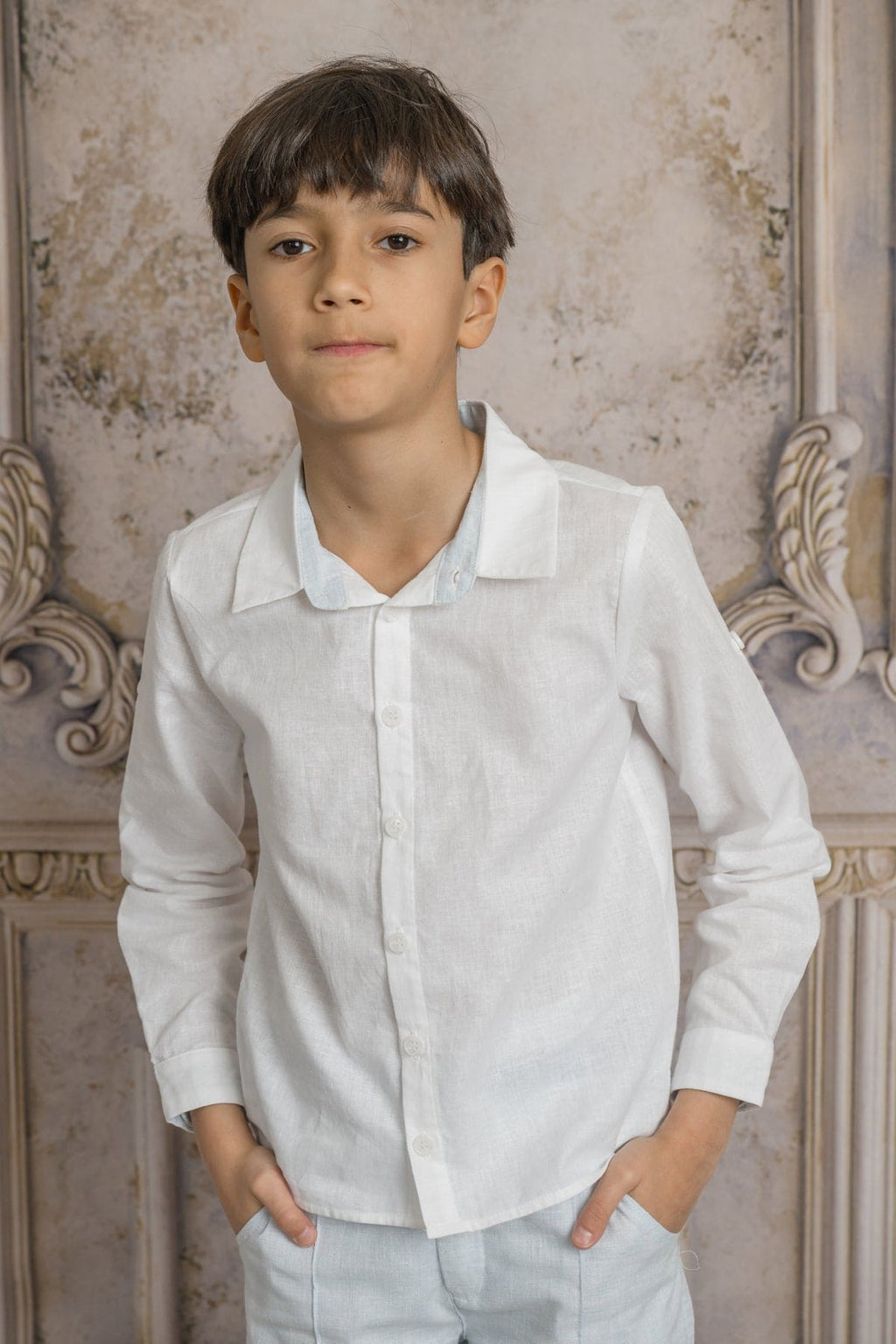 Charlotte Baby Blue Boys' Button Down Shirt - Petite Maison Kids
