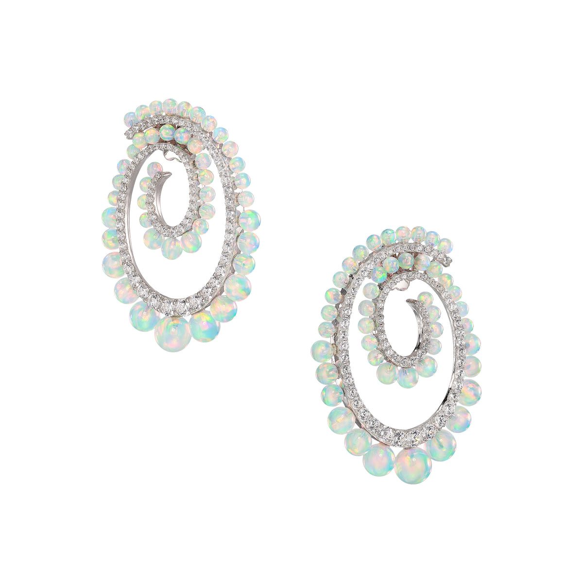 Petite Sky Opal Vortex Hoop Earrings