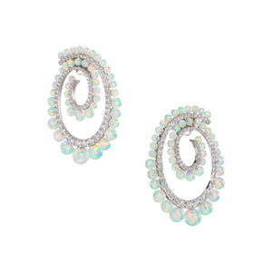 Petite Sky Opal Vortex Hoop Earrings