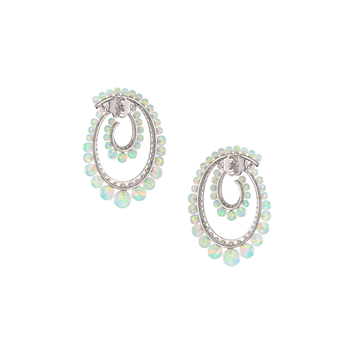 Petite Sky Opal Vortex Hoop Earrings