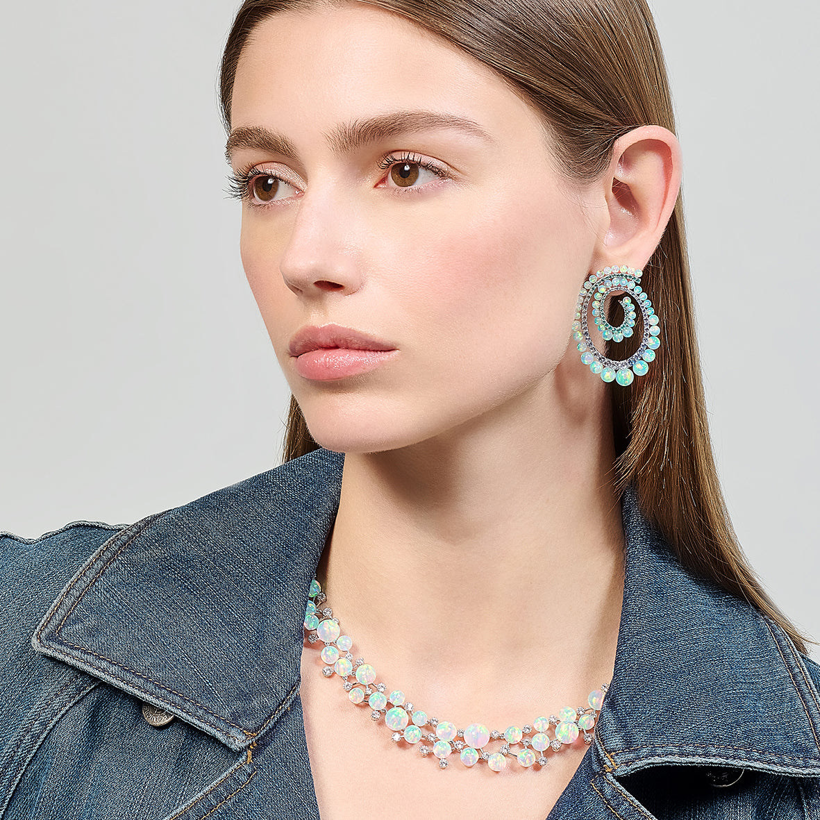 Petite Sky Opal Vortex Hoop Earrings