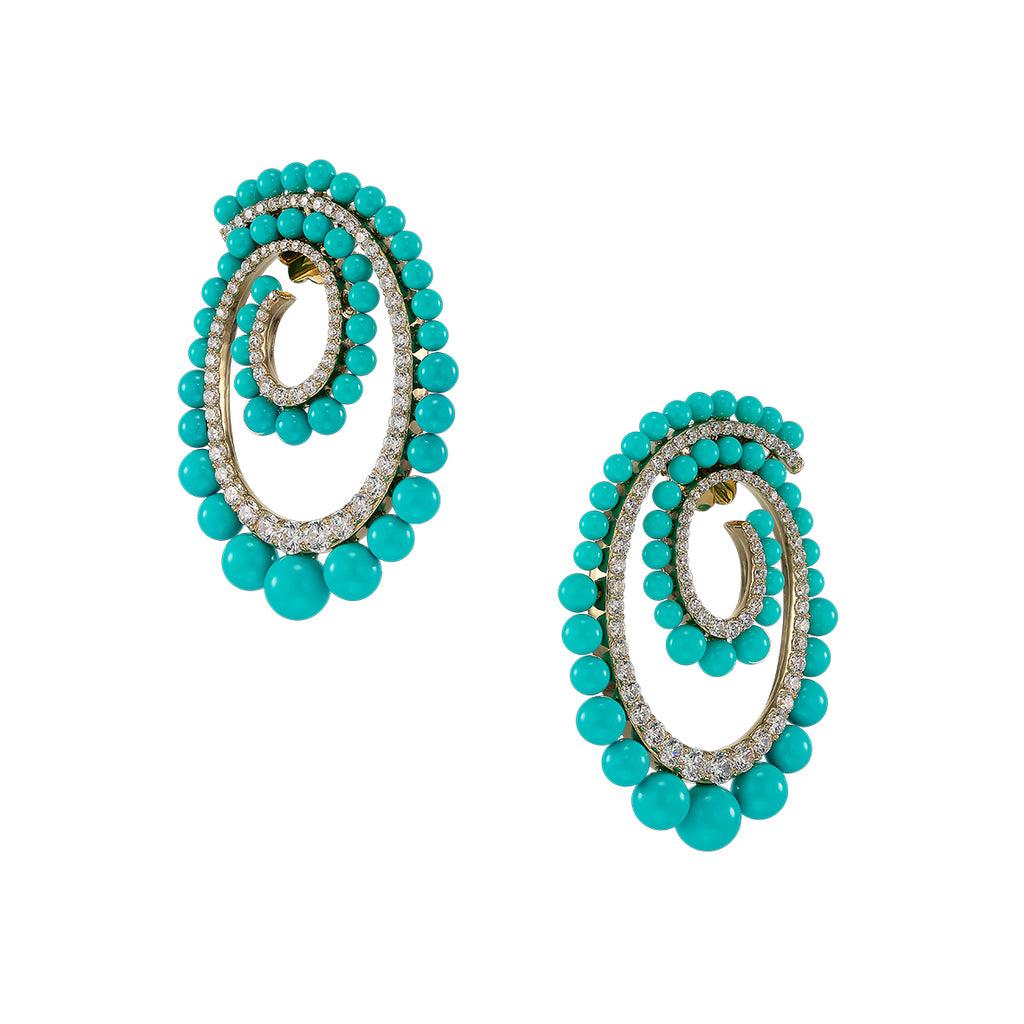 Petite Turquoise Vortex Hoop Earrings