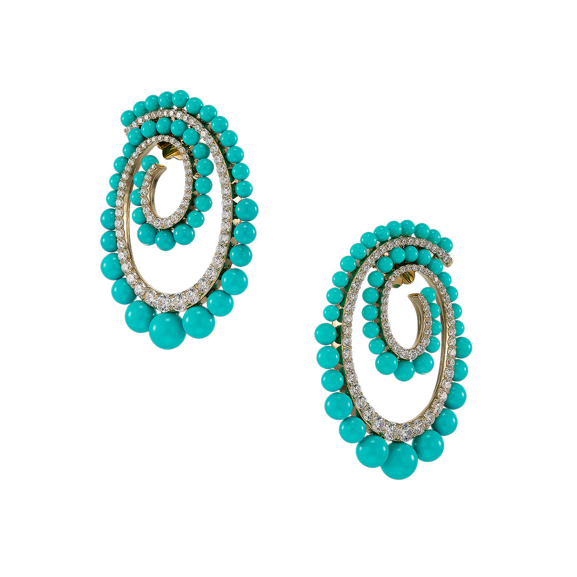 Petite Turquoise Vortex Hoop Earrings