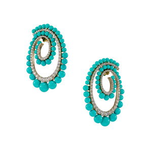 Petite Turquoise Vortex Hoop Earrings