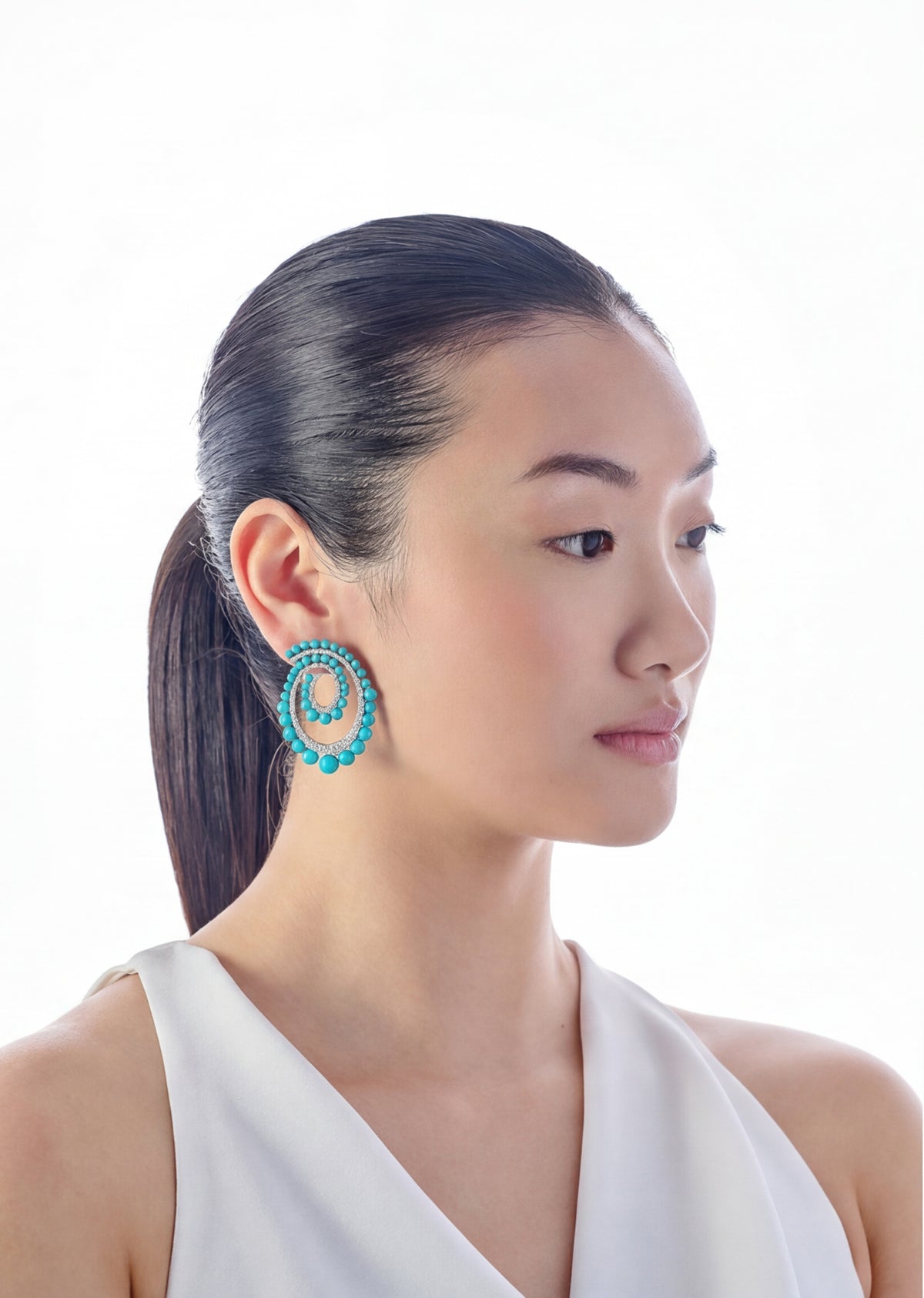 Petite Turquoise Vortex Hoop Earrings