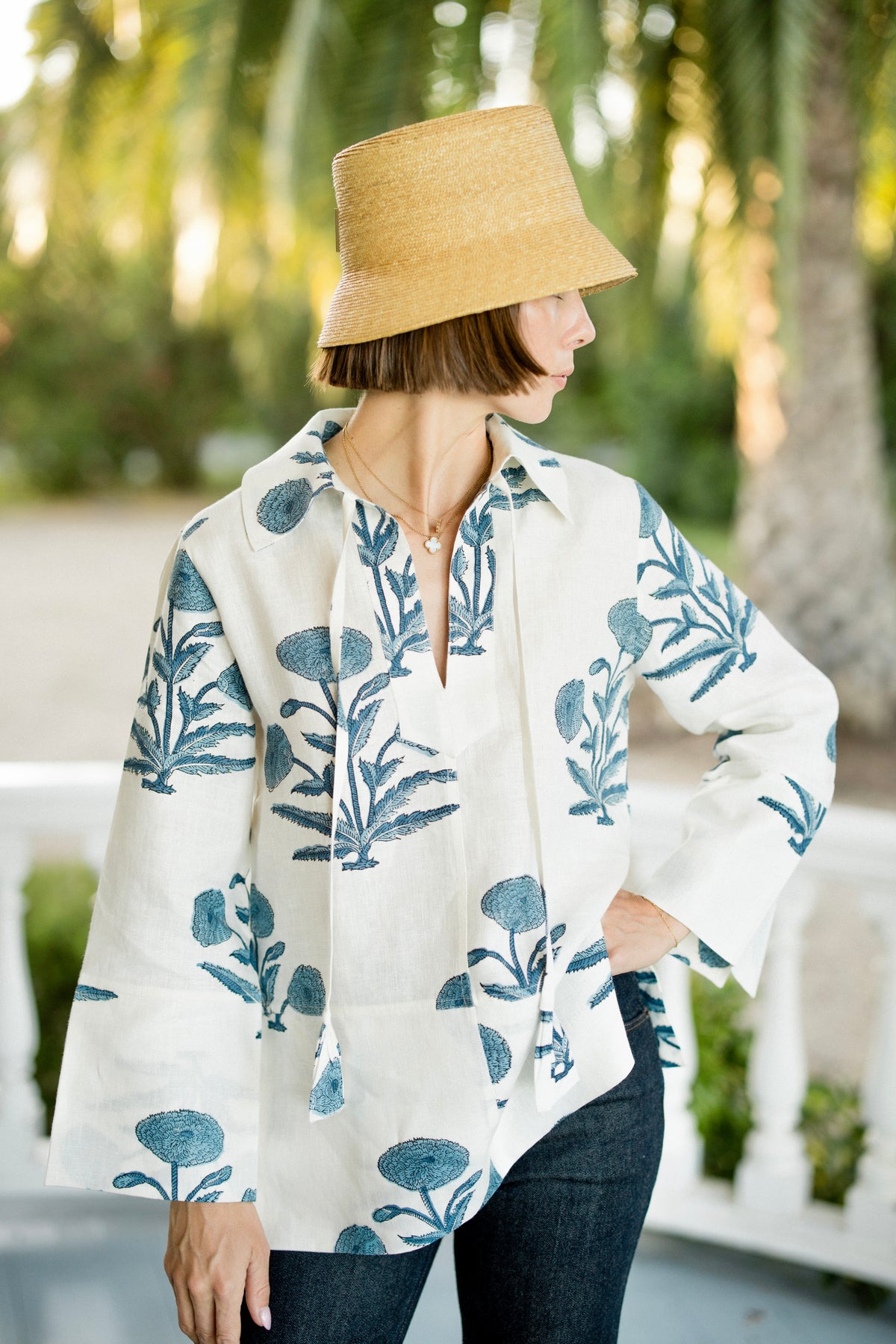 Petra Tunic Indigo Flower