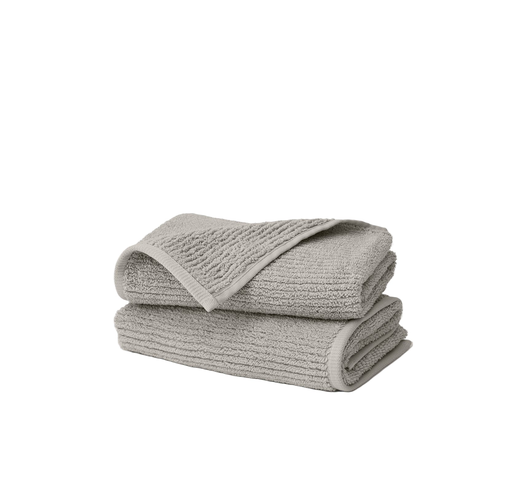 Turkish Ribbed Hand Towel in Pewter, Set of 2