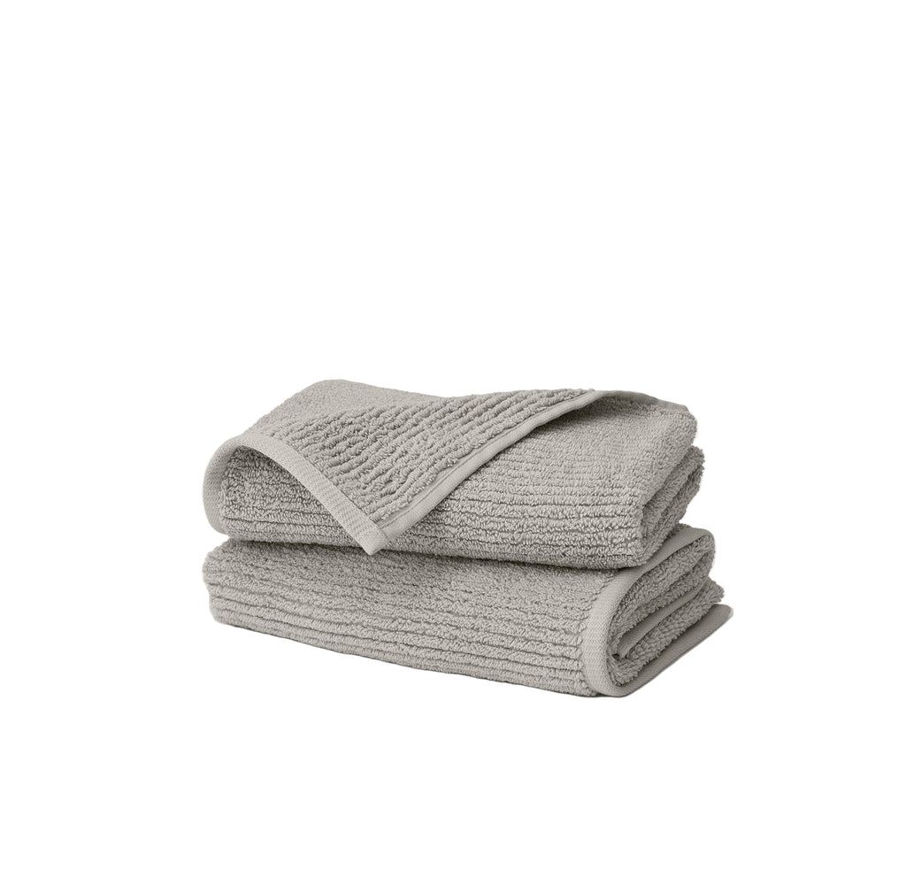 Turkish Ribbed Hand Towel in Pewter, Set of 2
